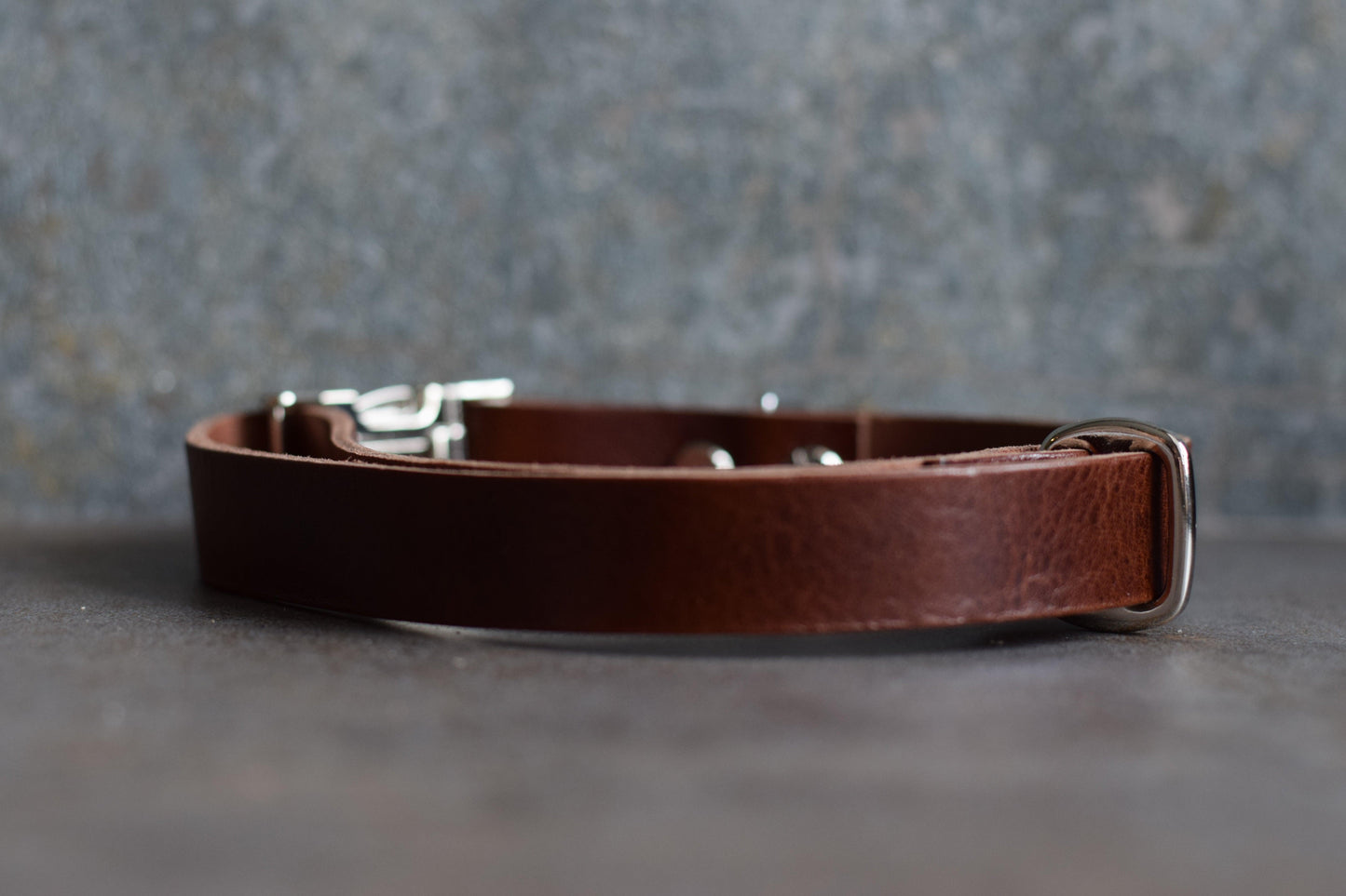 Leren verstelbare hondenhalsband met metalen zilveren elementen