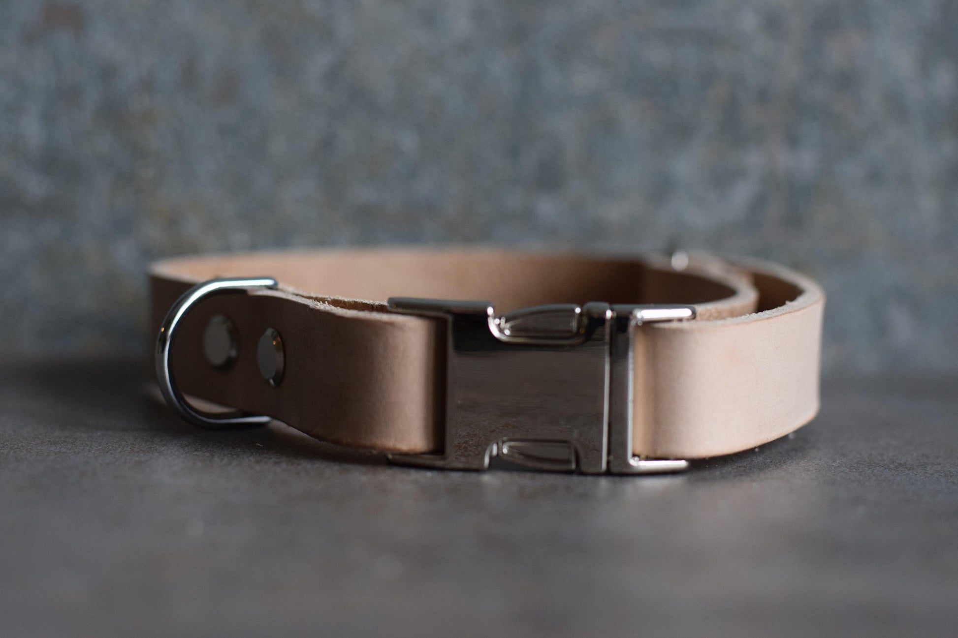 Leren verstelbare hondenhalsband met metalen zilveren elementen